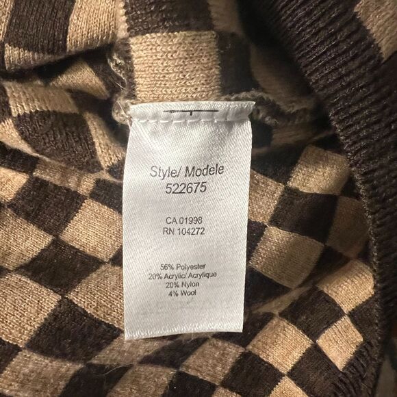 Gabby Isabella Women's Funnel Neck Check Pullover Long Sleeve Button Sweater XS - Picture 11 of 14